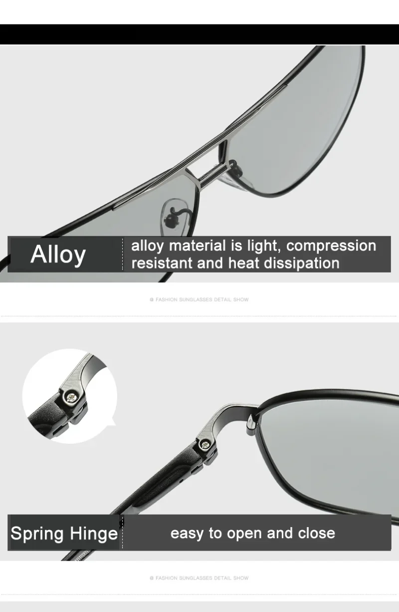 Men Driving Chameleon Sun Glasses for Day and Night Dual-use Male Color Change Lens Vision Polarized Photochromic Sunglasses