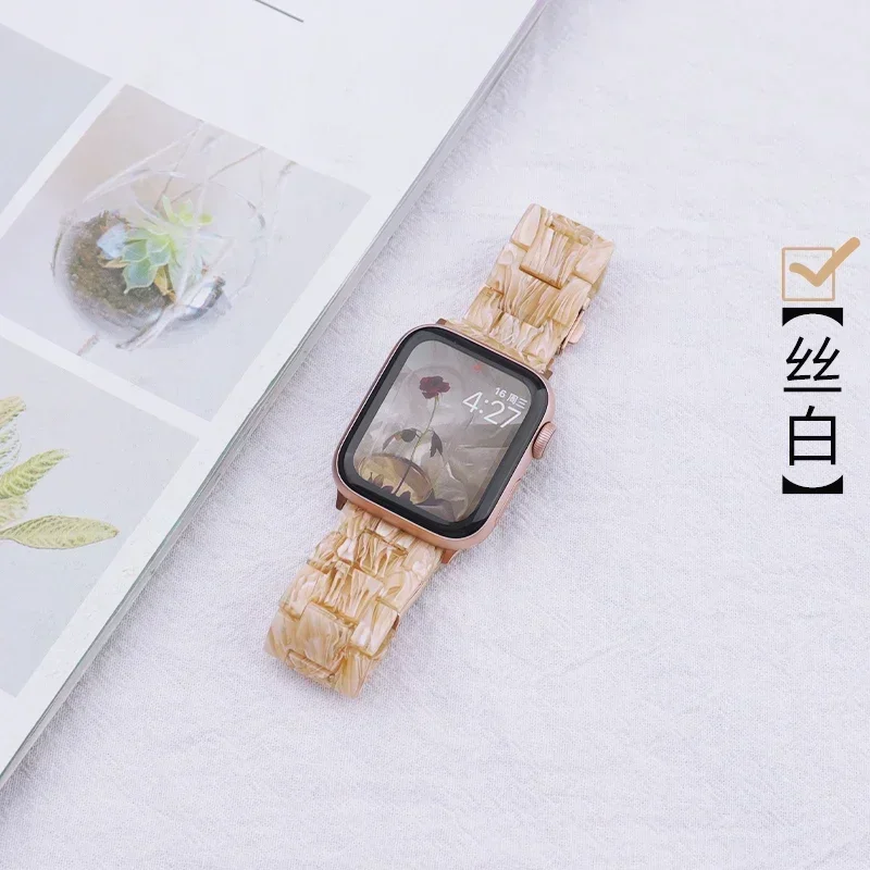 Luxury Resin strap for Apple Watch Ultra 2 Band 49mm 45mm 41mm 40mm 44mm 38mm 42mm Link bracelet iwatch series 9 7 8 6 se 5 4 3