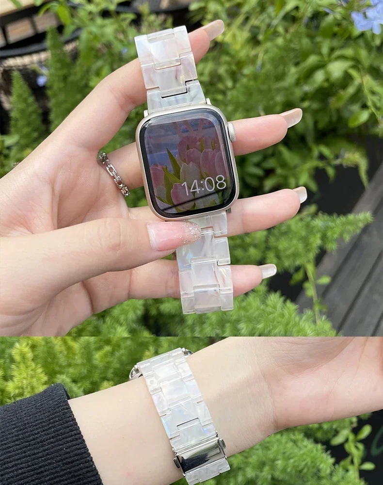 Luxury Resin strap for Apple Watch Ultra 2 Band 49mm 45mm 41mm 40mm 44mm 38mm 42mm Link bracelet iwatch series 9 7 8 6 se 5 4 3