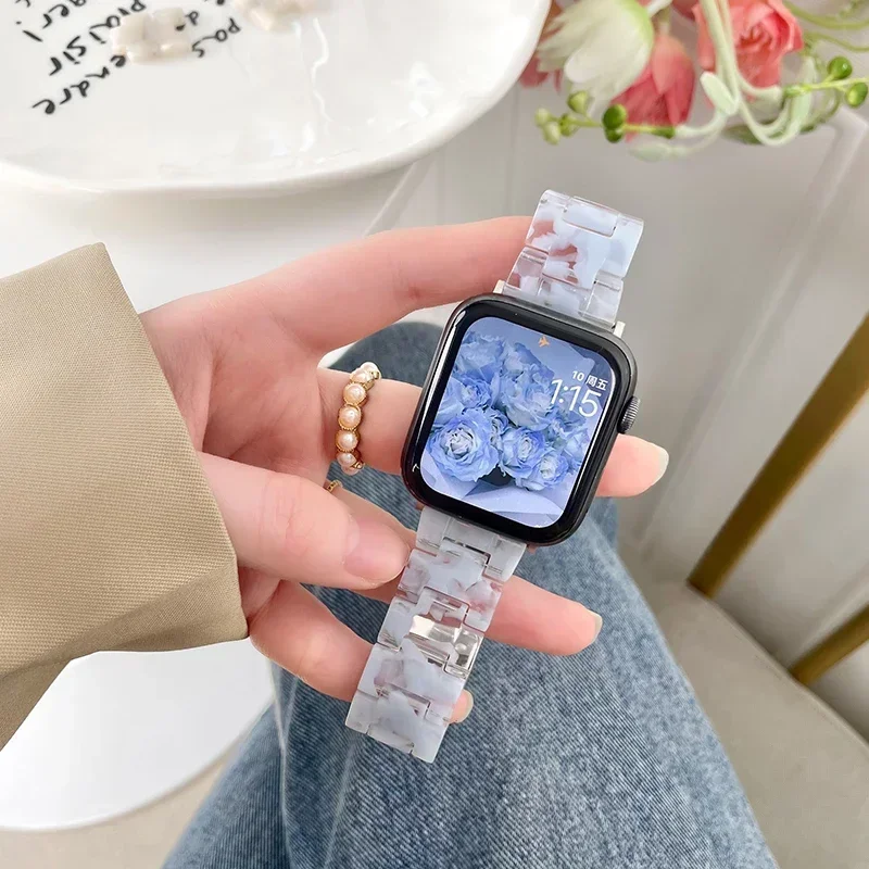 Luxury Resin strap for Apple Watch Ultra 2 Band 49mm 45mm 41mm 40mm 44mm 38mm 42mm Link bracelet iwatch series 9 7 8 6 se 5 4 3