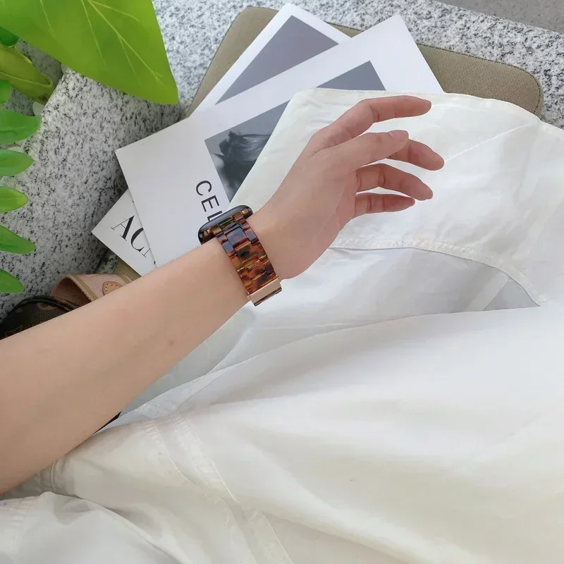 Luxury Resin strap for Apple Watch Ultra 2 Band 49mm 45mm 41mm 40mm 44mm 38mm 42mm Link bracelet iwatch series 9 7 8 6 se 5 4 3