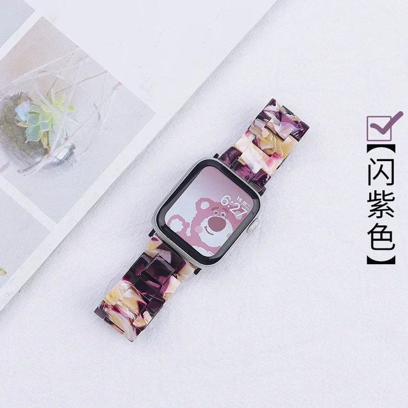 Luxury Resin strap for Apple Watch Ultra 2 Band 49mm 45mm 41mm 40mm 44mm 38mm 42mm Link bracelet iwatch series 9 7 8 6 se 5 4 3