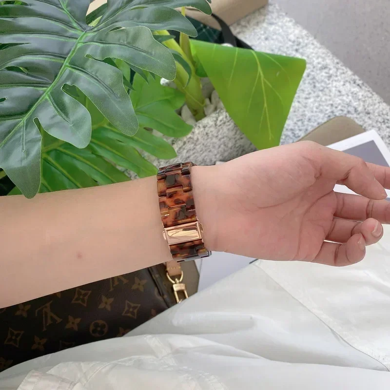 Luxury Resin strap for Apple Watch Ultra 2 Band 49mm 45mm 41mm 40mm 44mm 38mm 42mm Link bracelet iwatch series 9 7 8 6 se 5 4 3