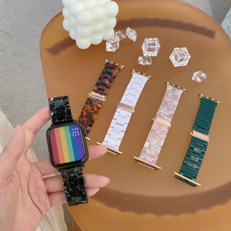 Luxury Resin strap for Apple Watch Ultra 2 Band 49mm 45mm 41mm 40mm 44mm 38mm 42mm Link bracelet iwatch series 9 7 8 6 se 5 4 3