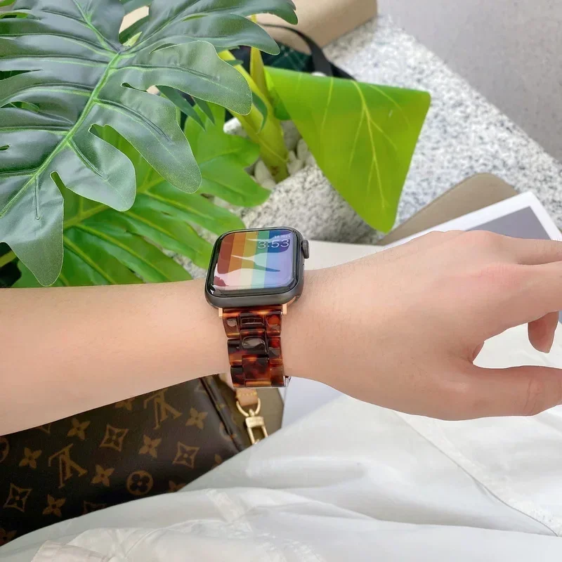 Luxury Resin strap for Apple Watch Ultra 2 Band 49mm 45mm 41mm 40mm 44mm 38mm 42mm Link bracelet iwatch series 9 7 8 6 se 5 4 3