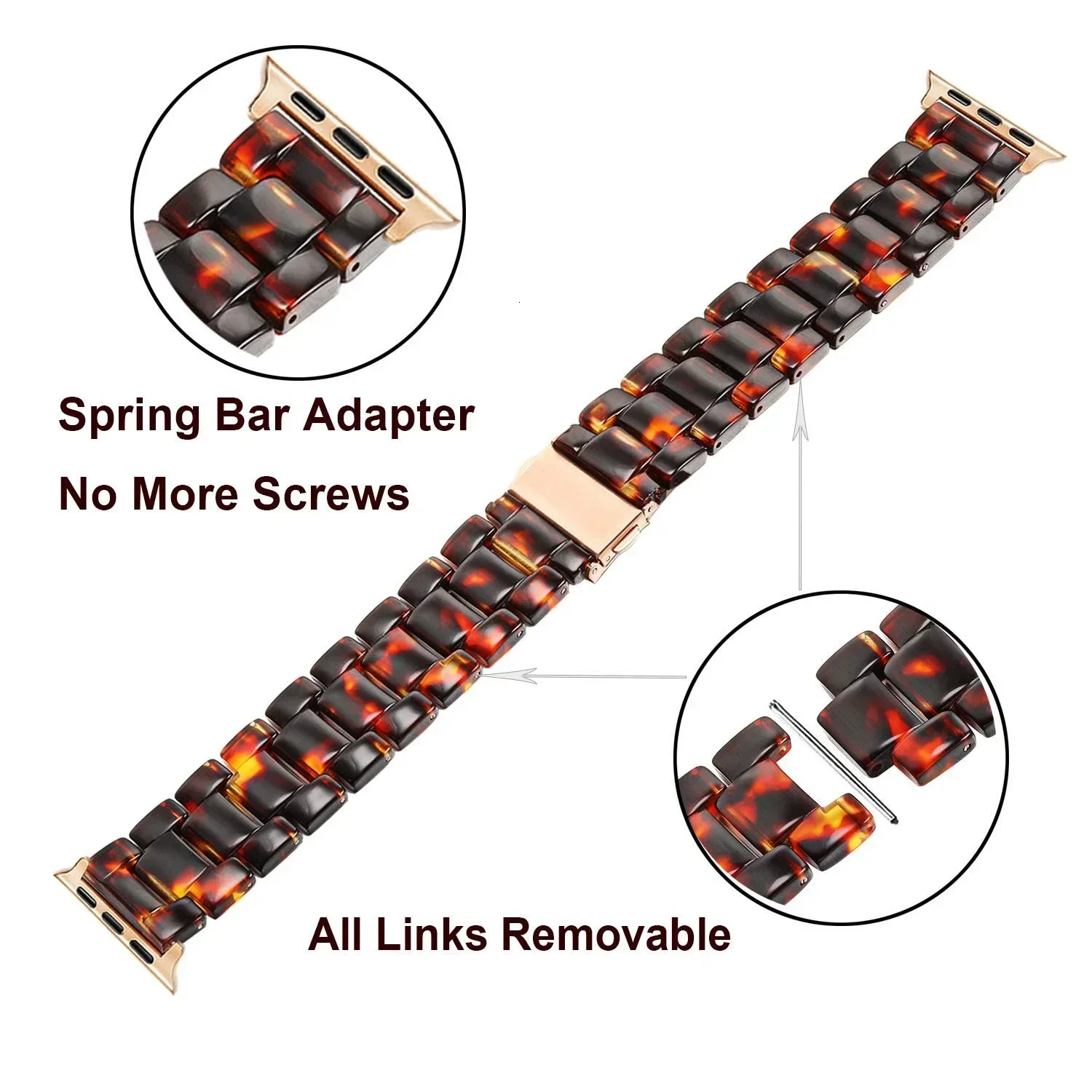 Luxury Resin strap for Apple Watch Ultra 2 Band 49mm 45mm 41mm 40mm 44mm 38mm 42mm Link bracelet iwatch series 9 7 8 6 se 5 4 3