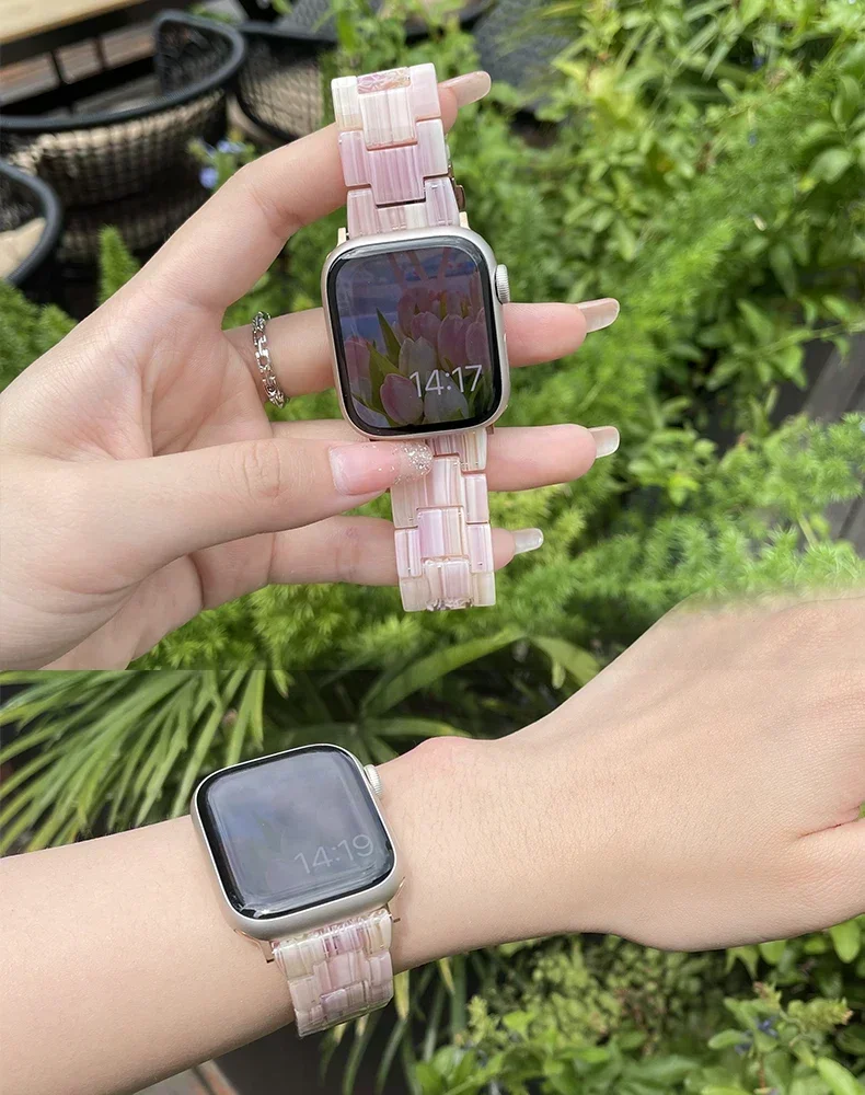 Luxury Resin strap for Apple Watch Ultra 2 Band 49mm 45mm 41mm 40mm 44mm 38mm 42mm Link bracelet iwatch series 9 7 8 6 se 5 4 3
