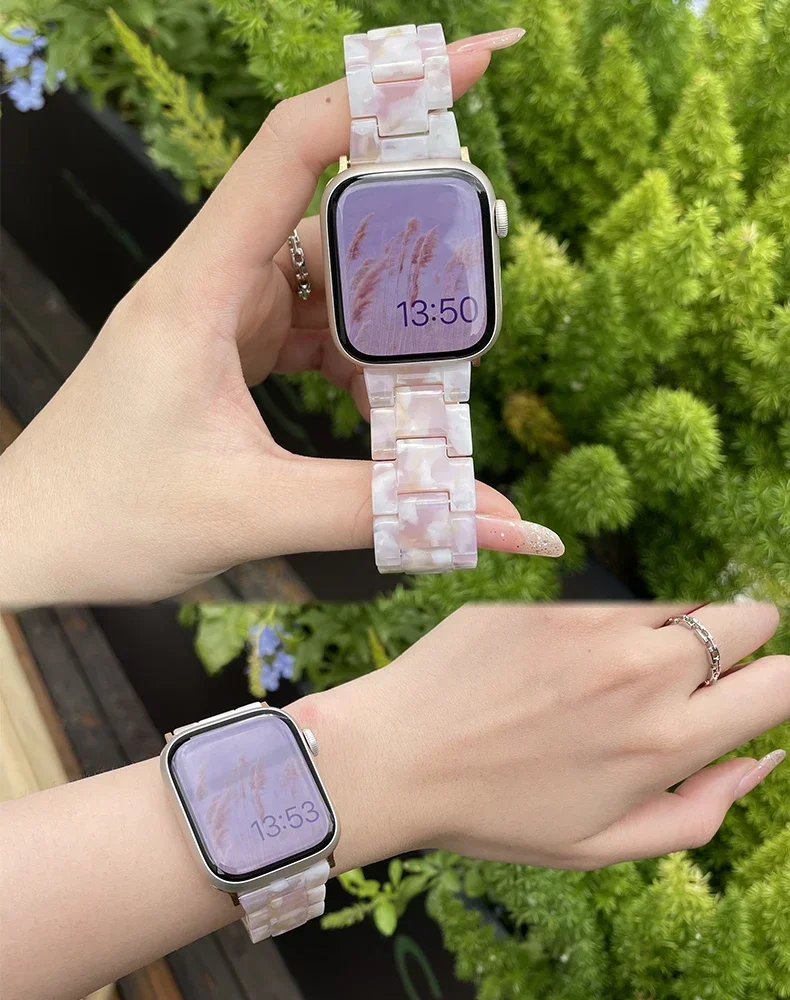 Luxury Resin strap for Apple Watch Ultra 2 Band 49mm 45mm 41mm 40mm 44mm 38mm 42mm Link bracelet iwatch series 9 7 8 6 se 5 4 3