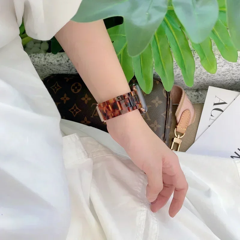 Luxury Resin strap for Apple Watch Ultra 2 Band 49mm 45mm 41mm 40mm 44mm 38mm 42mm Link bracelet iwatch series 9 7 8 6 se 5 4 3