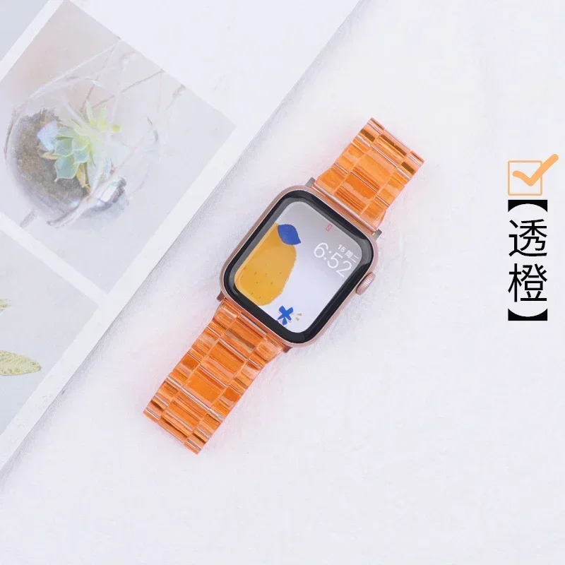 Luxury Resin strap for Apple Watch Ultra 2 Band 49mm 45mm 41mm 40mm 44mm 38mm 42mm Link bracelet iwatch series 9 7 8 6 se 5 4 3