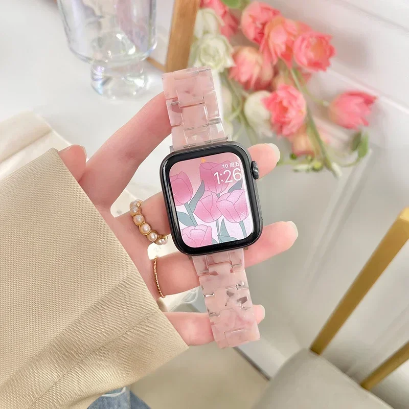 Luxury Resin strap for Apple Watch Ultra 2 Band 49mm 45mm 41mm 40mm 44mm 38mm 42mm Link bracelet iwatch series 9 7 8 6 se 5 4 3