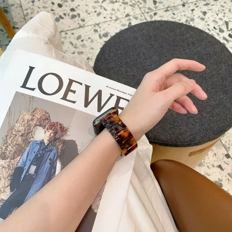 Luxury Resin strap for Apple Watch Ultra 2 Band 49mm 45mm 41mm 40mm 44mm 38mm 42mm Link bracelet iwatch series 9 7 8 6 se 5 4 3