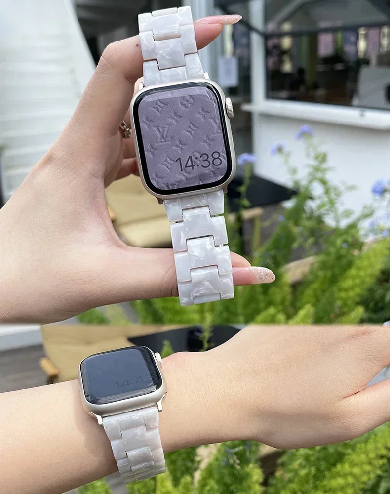 Luxury Resin strap for Apple Watch Ultra 2 Band 49mm 45mm 41mm 40mm 44mm 38mm 42mm Link bracelet iwatch series 9 7 8 6 se 5 4 3