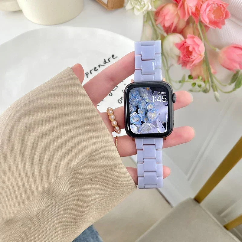 Luxury Resin strap for Apple Watch Ultra 2 Band 49mm 45mm 41mm 40mm 44mm 38mm 42mm Link bracelet iwatch series 9 7 8 6 se 5 4 3