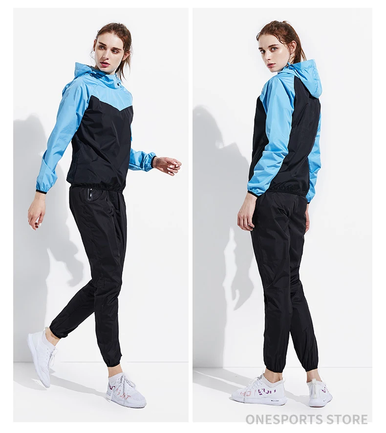Sauna Suit Women Gym Clothing Set Men Pullover Hoodies Tops Running Fitness Exercise Sportswear Weight Loss Sweating Sports Suit