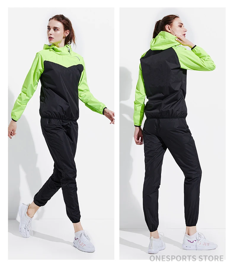 Sauna Suit Women Gym Clothing Set Men Pullover Hoodies Tops Running Fitness Exercise Sportswear Weight Loss Sweating Sports Suit