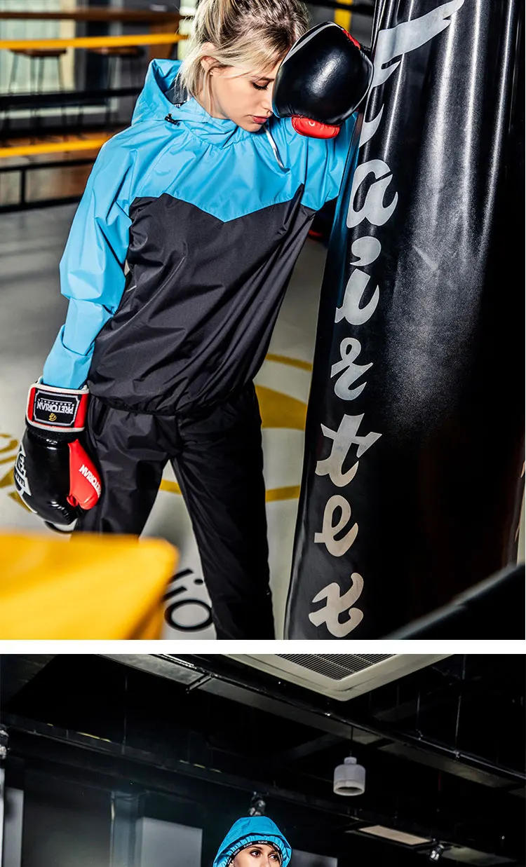 Sauna Suit Women Gym Clothing Set Men Pullover Hoodies Tops Running Fitness Exercise Sportswear Weight Loss Sweating Sports Suit
