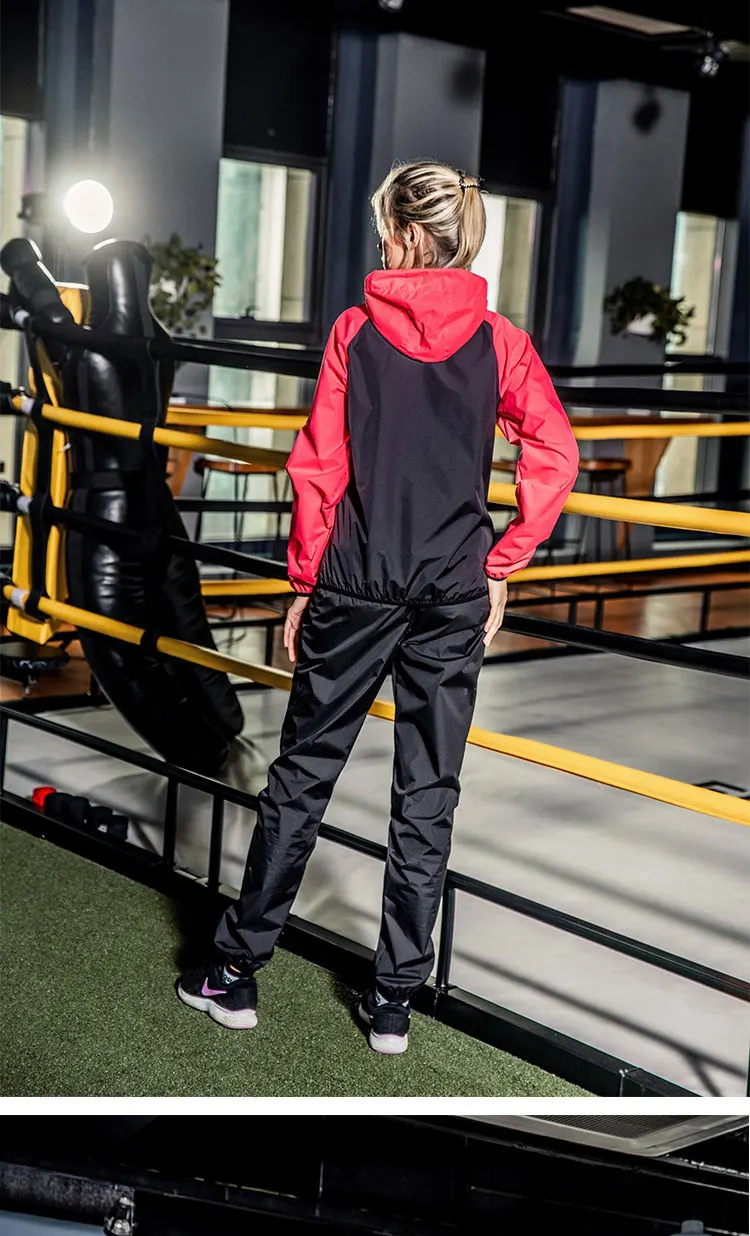 Sauna Suit Women Gym Clothing Set Men Pullover Hoodies Tops Running Fitness Exercise Sportswear Weight Loss Sweating Sports Suit