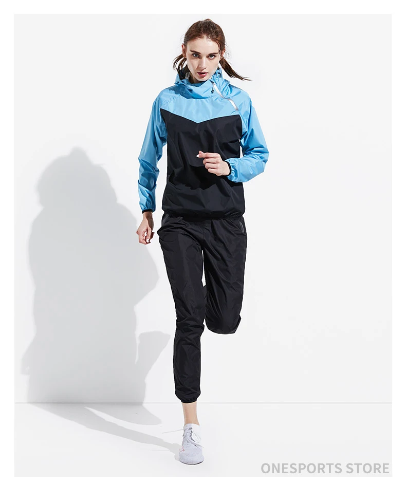 Sauna Suit Women Gym Clothing Set Men Pullover Hoodies Tops Running Fitness Exercise Sportswear Weight Loss Sweating Sports Suit