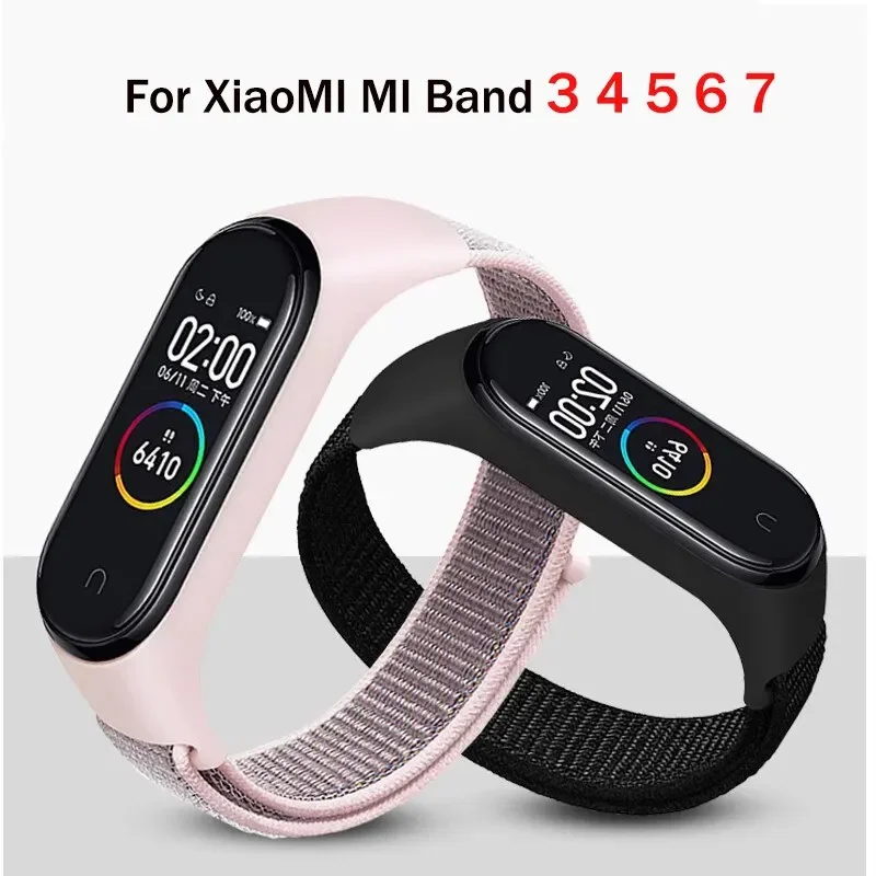 Nylon Strap For Xiaomi Mi Band 7 6 5 4 3 Bracelet Watchband Pulsera Correa Strap Miband 7 6 5 4 3 Bracelet Wristband Sport Loop