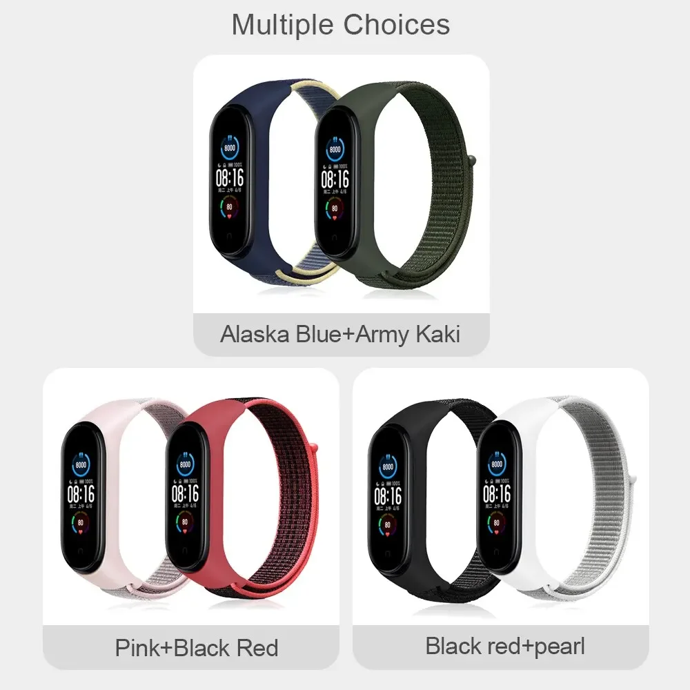 Nylon Strap For Xiaomi Mi Band 7 6 5 4 3 Bracelet Watchband Pulsera Correa Strap Miband 7 6 5 4 3 Bracelet Wristband Sport Loop