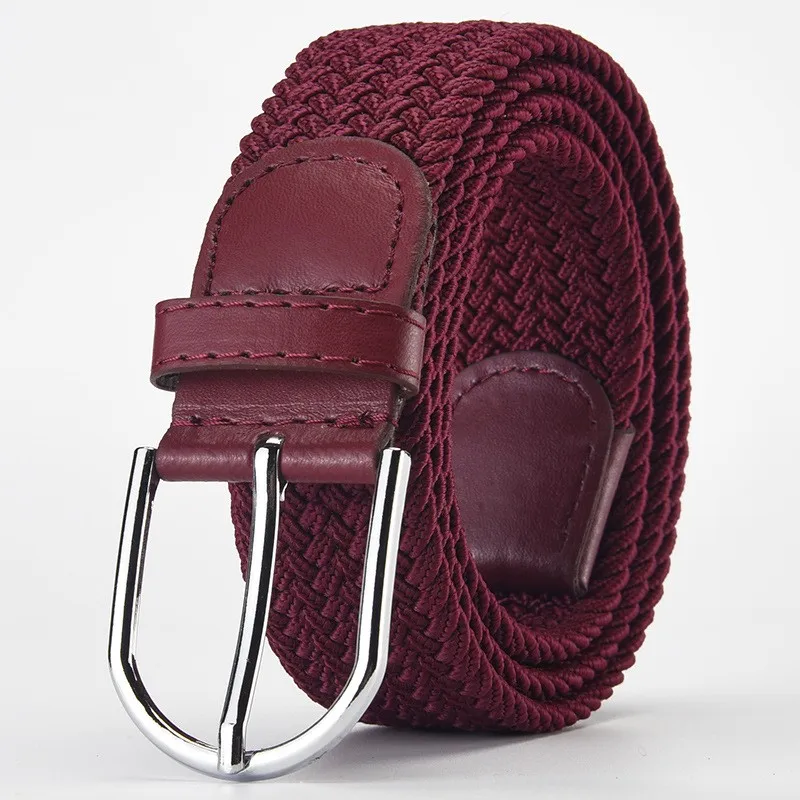 New Design Navy Blue Black Men Belt Very Popular 105cm Korean Elements Luxury Woven Stretch Casual Alloy Buckle Needle Elastic