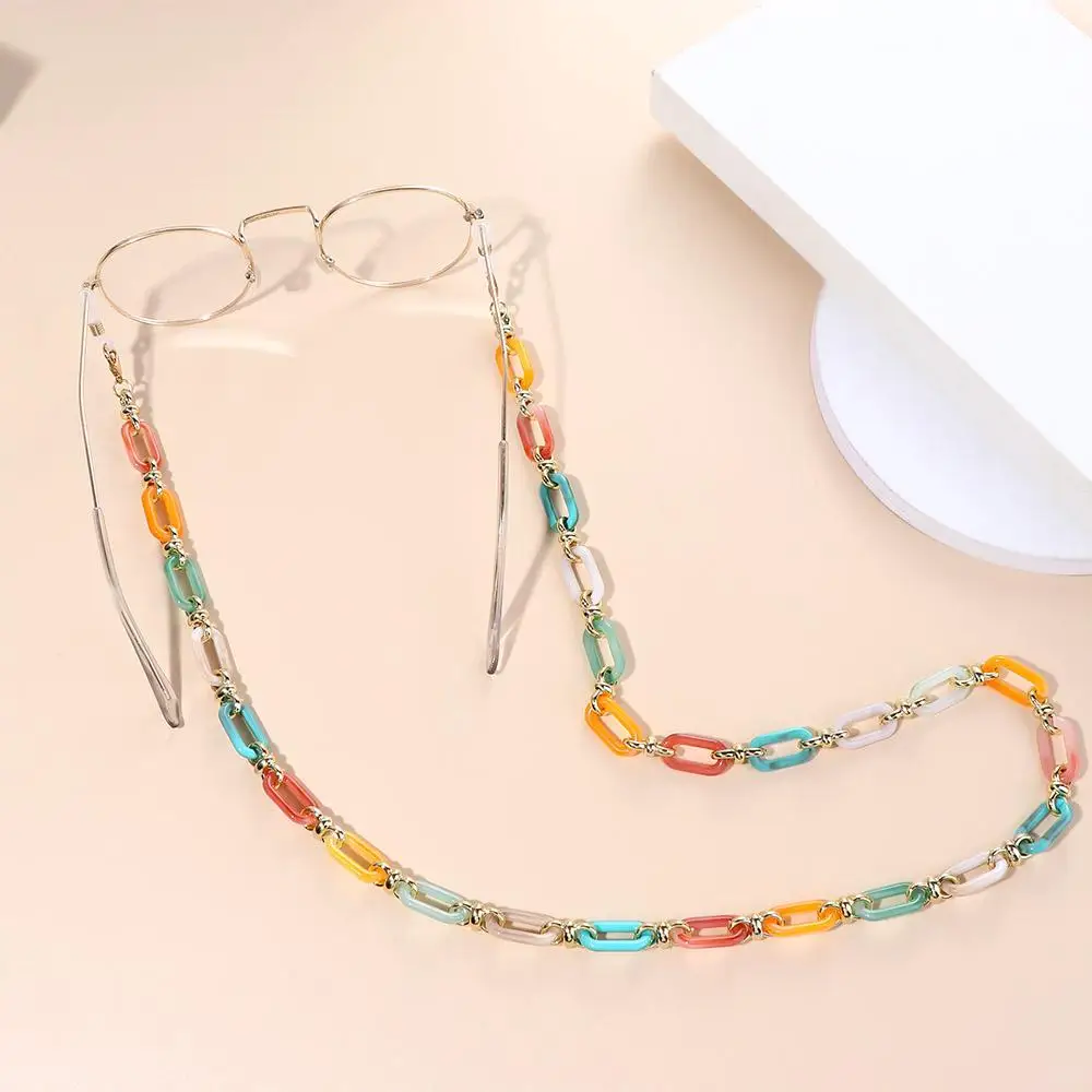 Elegant Candy Color Acrylic Glasses Chain Multicolor Sunglasses Lanyard Necklace Women Reading Glasses Hanging Neck Strap Rope