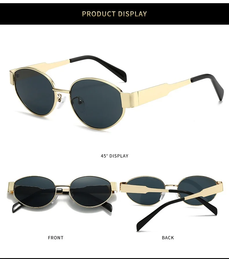 Luxury Round Metal Sunglasses for Women and Men Designer Triomphe Fashion Oval Glasses Glamour Brand Stylish Eyewear UV400