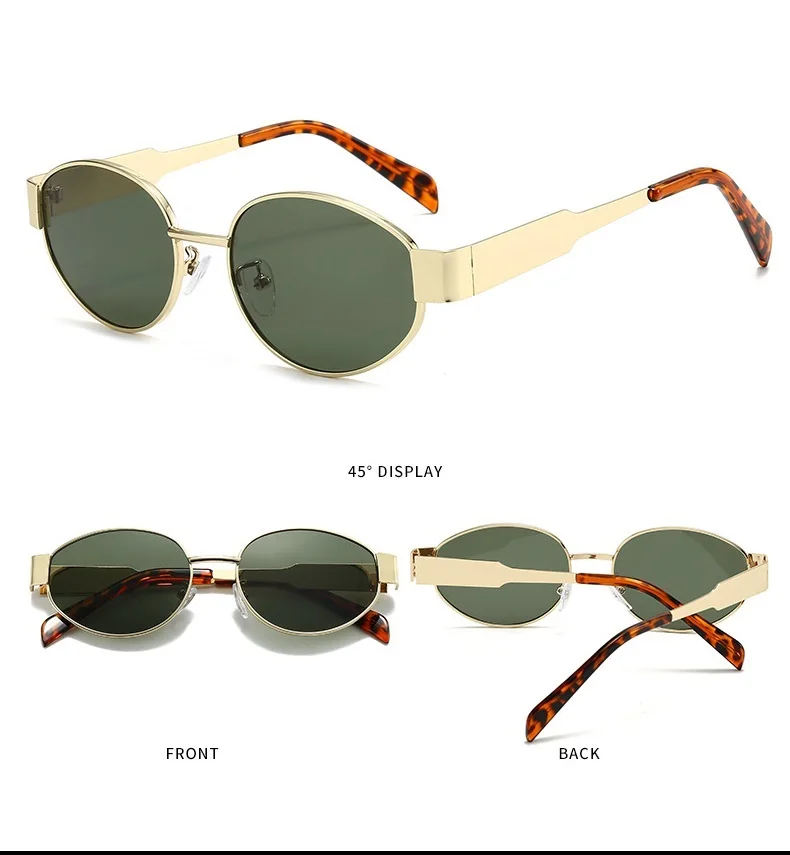 Luxury Round Metal Sunglasses for Women and Men Designer Triomphe Fashion Oval Glasses Glamour Brand Stylish Eyewear UV400