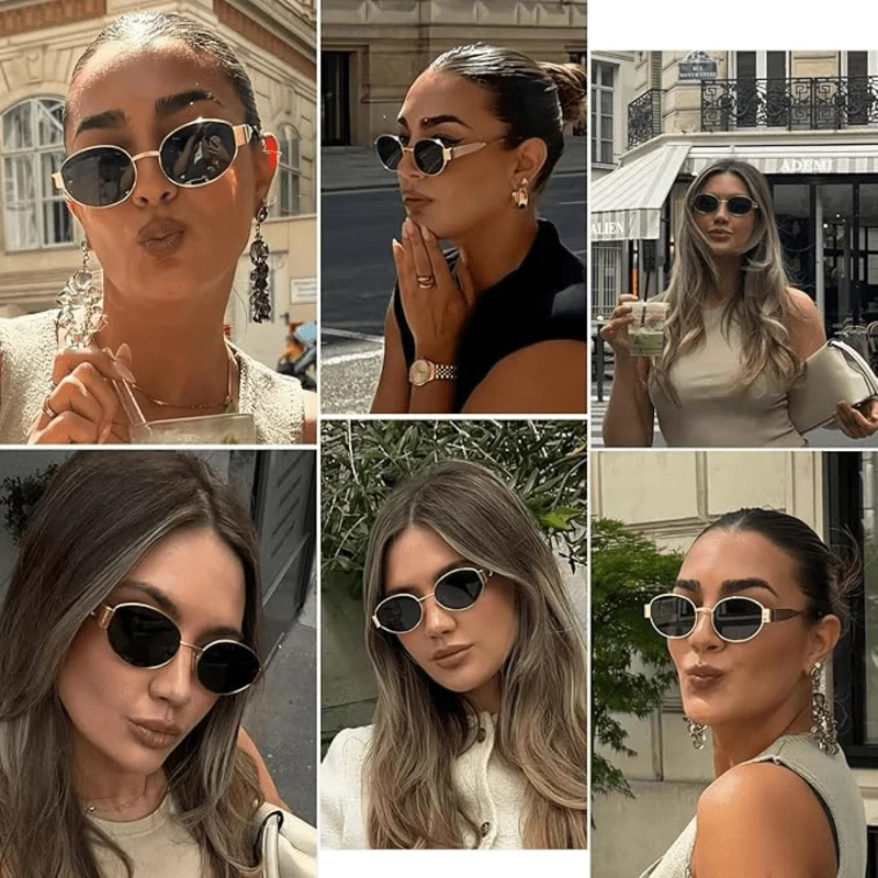 Luxury Round Metal Sunglasses for Women and Men Designer Triomphe Fashion Oval Glasses Glamour Brand Stylish Eyewear UV400