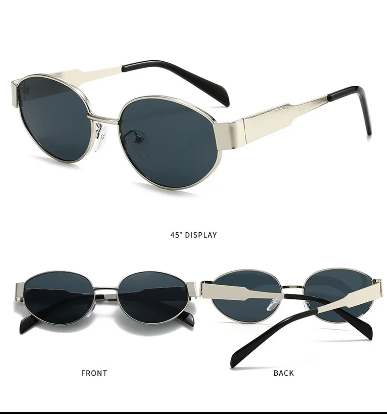 Luxury Round Metal Sunglasses for Women and Men Designer Triomphe Fashion Oval Glasses Glamour Brand Stylish Eyewear UV400