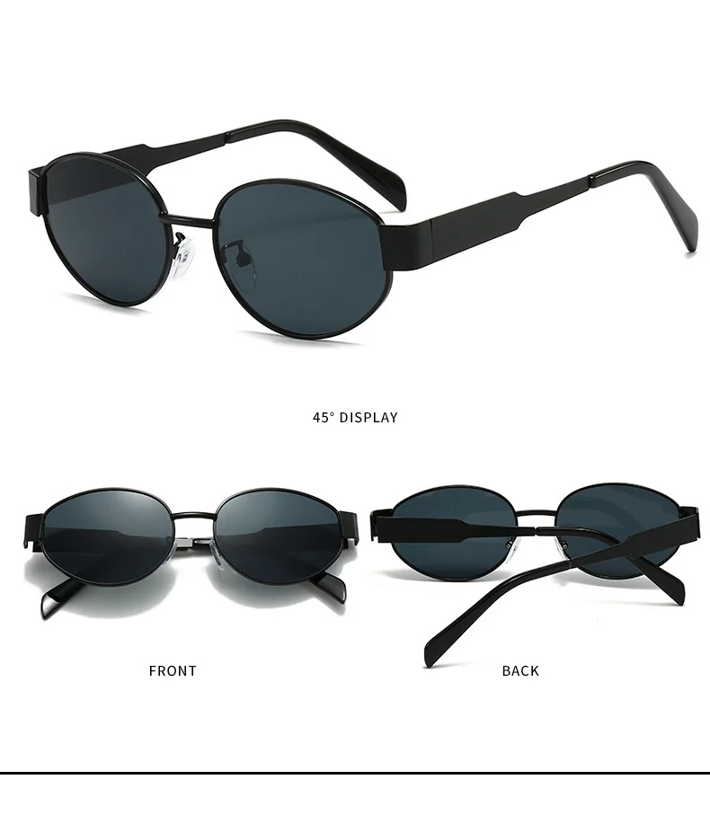 Luxury Round Metal Sunglasses for Women and Men Designer Triomphe Fashion Oval Glasses Glamour Brand Stylish Eyewear UV400