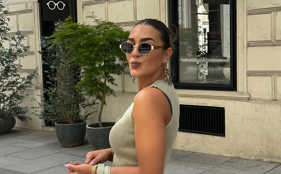 Luxury Round Metal Sunglasses for Women and Men Designer Triomphe Fashion Oval Glasses Glamour Brand Stylish Eyewear UV400