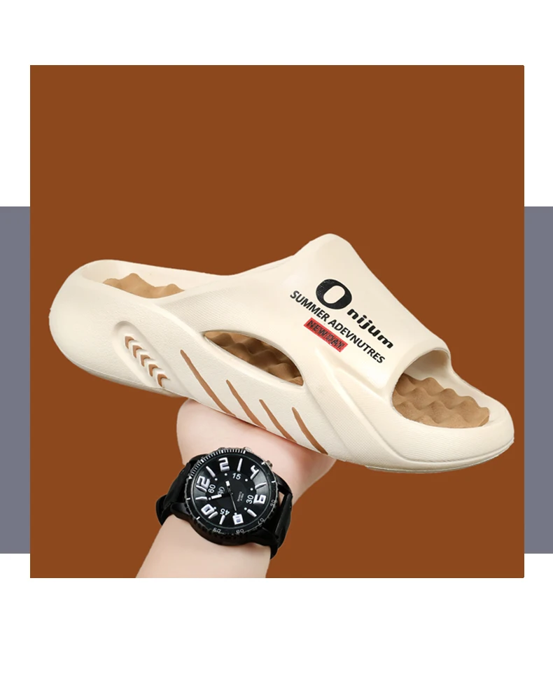 Summer Men Massage Slippers Slides Indoor Outdoor Sandals Beach Casual Shoes Comfortable Sole Men's Slippers Big Size 38-47