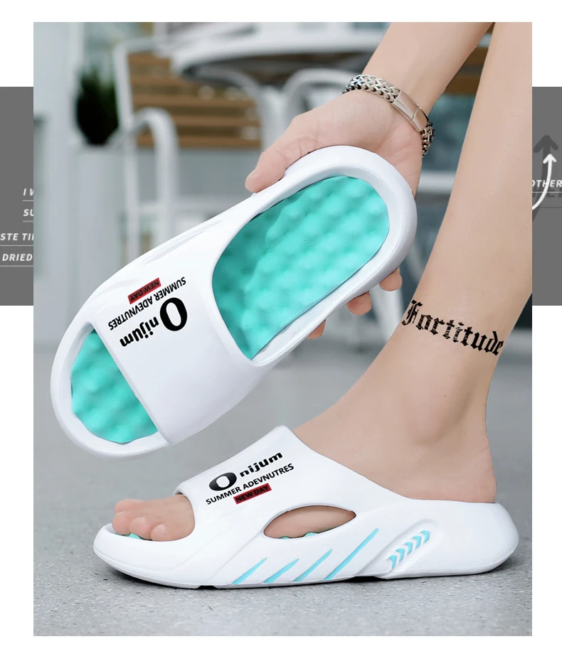 Summer Men Massage Slippers Slides Indoor Outdoor Sandals Beach Casual Shoes Comfortable Sole Men's Slippers Big Size 38-47
