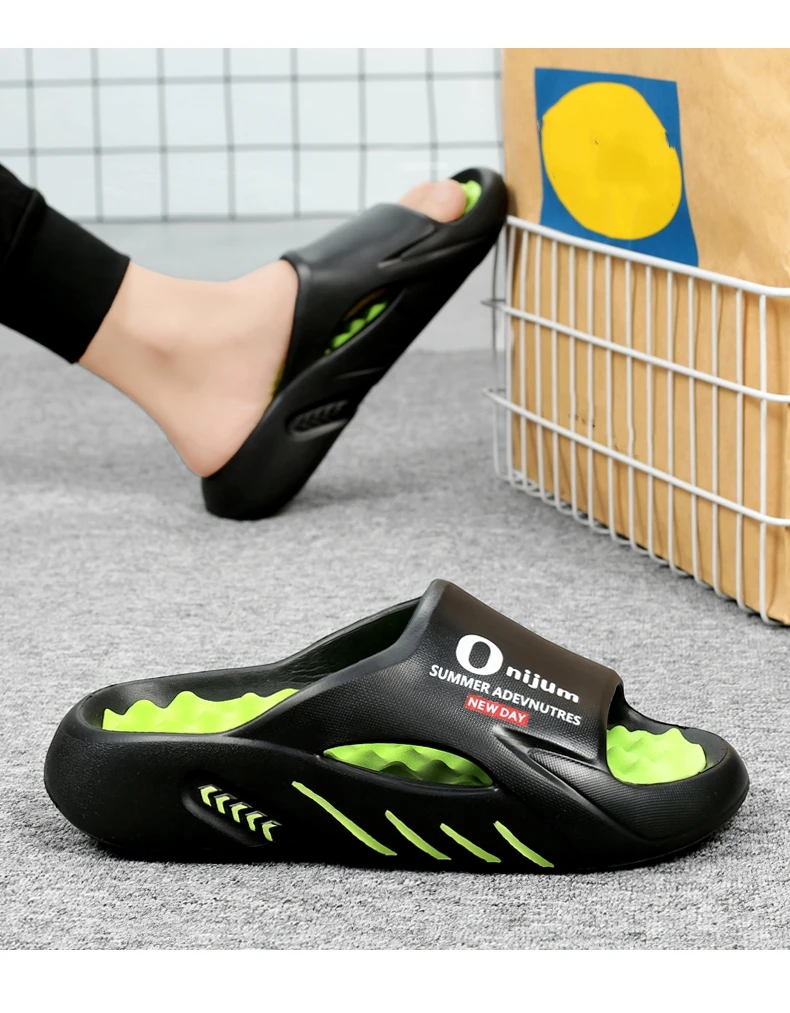 Summer Men Massage Slippers Slides Indoor Outdoor Sandals Beach Casual Shoes Comfortable Sole Men's Slippers Big Size 38-47