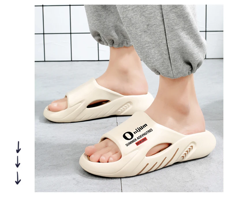 Summer Men Massage Slippers Slides Indoor Outdoor Sandals Beach Casual Shoes Comfortable Sole Men's Slippers Big Size 38-47