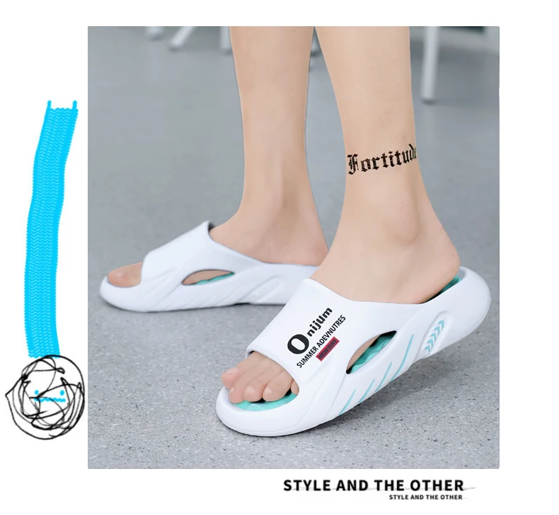 Summer Men Massage Slippers Slides Indoor Outdoor Sandals Beach Casual Shoes Comfortable Sole Men's Slippers Big Size 38-47
