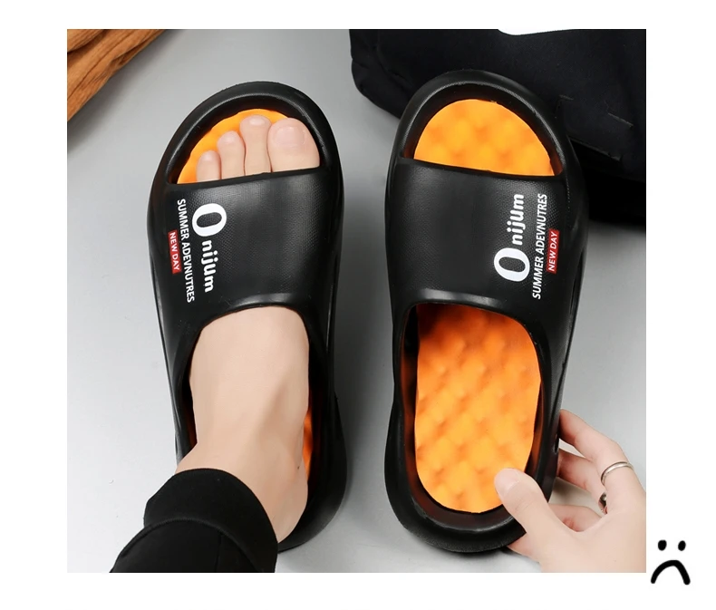 Summer Men Massage Slippers Slides Indoor Outdoor Sandals Beach Casual Shoes Comfortable Sole Men's Slippers Big Size 38-47