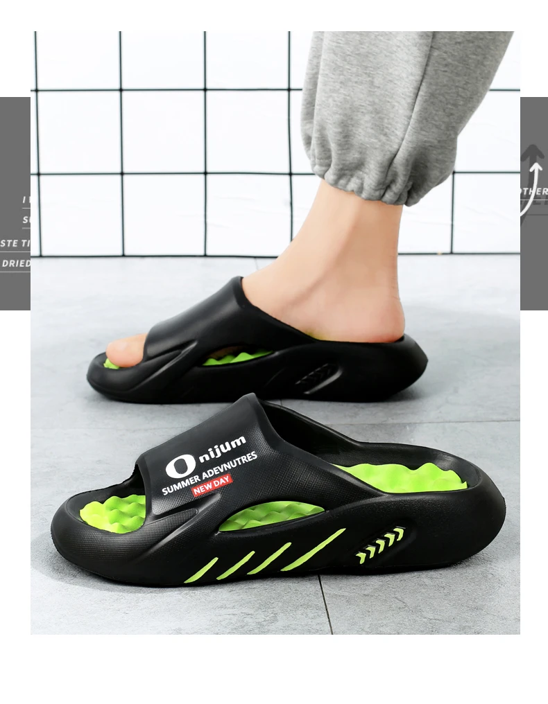 Summer Men Massage Slippers Slides Indoor Outdoor Sandals Beach Casual Shoes Comfortable Sole Men's Slippers Big Size 38-47