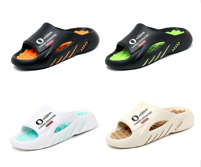 Summer Men Massage Slippers Slides Indoor Outdoor Sandals Beach Casual Shoes Comfortable Sole Men's Slippers Big Size 38-47