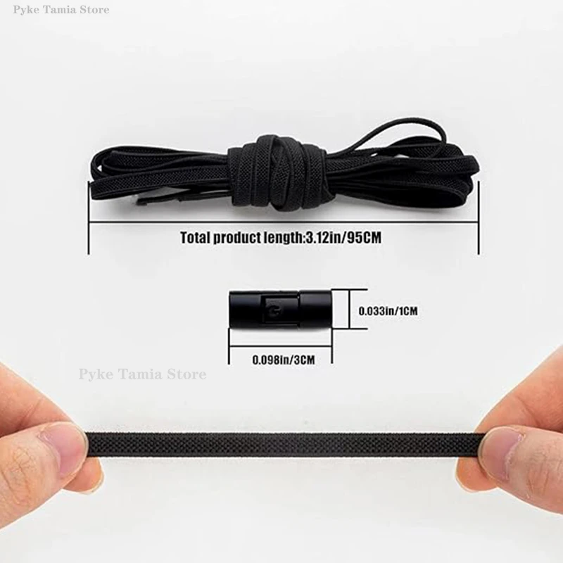 8mm No Tie Shoe Laces Metal Press Lock Shoelaces Without Ties Elastic Laces Sneaker Kids Adult Widened Flat Shoelace for Shoes