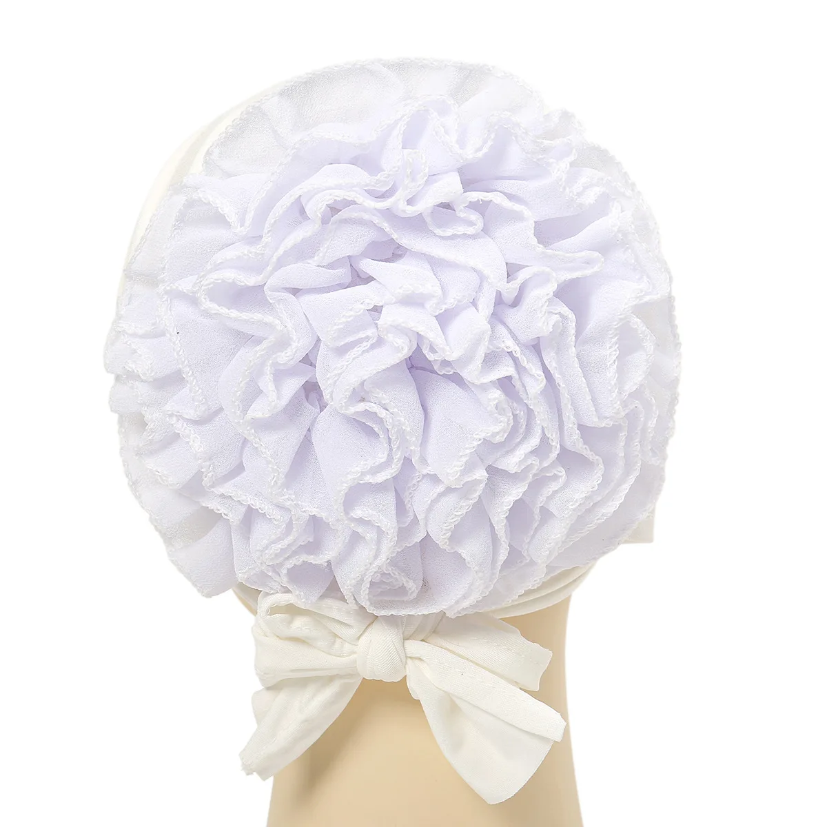 Fashionable Women's Hijabs Solid Color Hijab Turban Caps Chiffon Flower Decor Headwear Islamic Head Wrap Head Scarf Cap