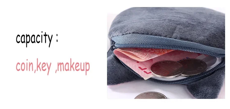 Plush Grey Small Whales Coin Purse Cute Zipper Women's Coin Wallet Shark Shape Girls Earphone Money Storage Bag Key Bag Purse