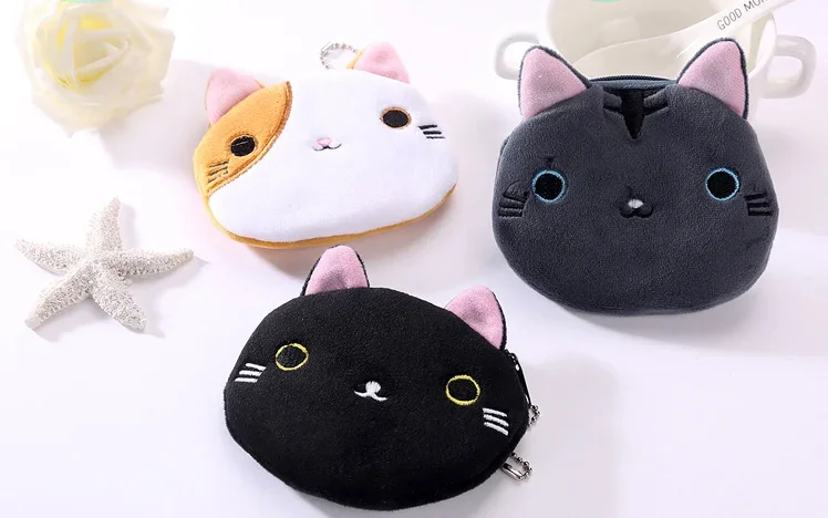 Plush Grey Small Whales Coin Purse Cute Zipper Women's Coin Wallet Shark Shape Girls Earphone Money Storage Bag Key Bag Purse