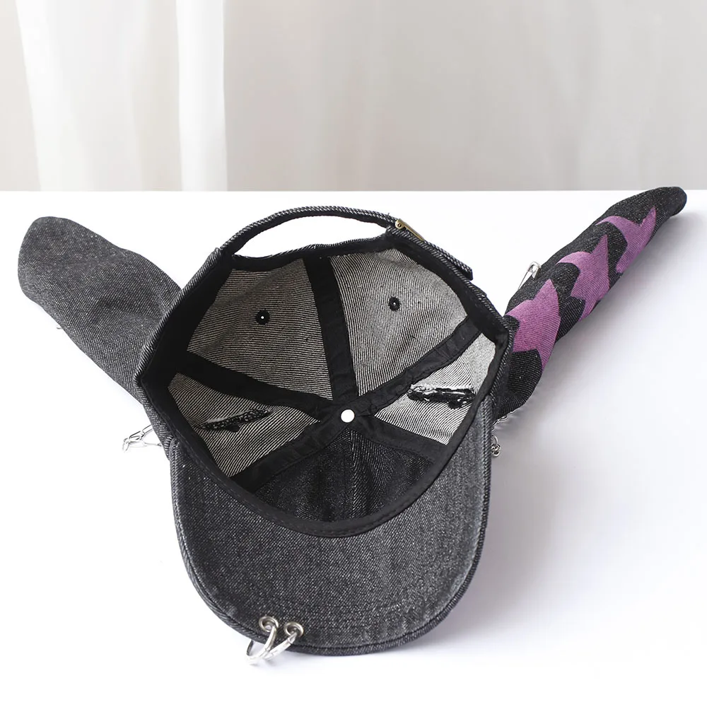 2024 Y2KHot Girl Graffiti Jeans Long Rabbit Ears Cowboy Baseball Hat Wash COOL Hip Hop Cap Women Men Party Team Baseball Cap