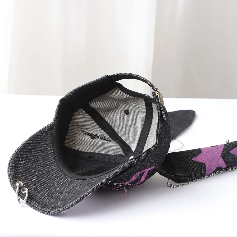 2024 Y2KHot Girl Graffiti Jeans Long Rabbit Ears Cowboy Baseball Hat Wash COOL Hip Hop Cap Women Men Party Team Baseball Cap
