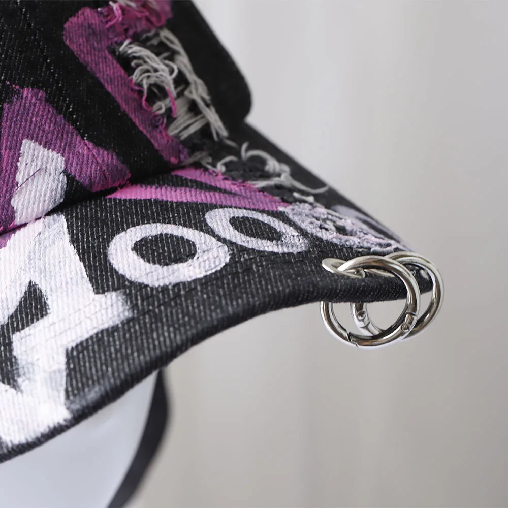 2024 Y2KHot Girl Graffiti Jeans Long Rabbit Ears Cowboy Baseball Hat Wash COOL Hip Hop Cap Women Men Party Team Baseball Cap
