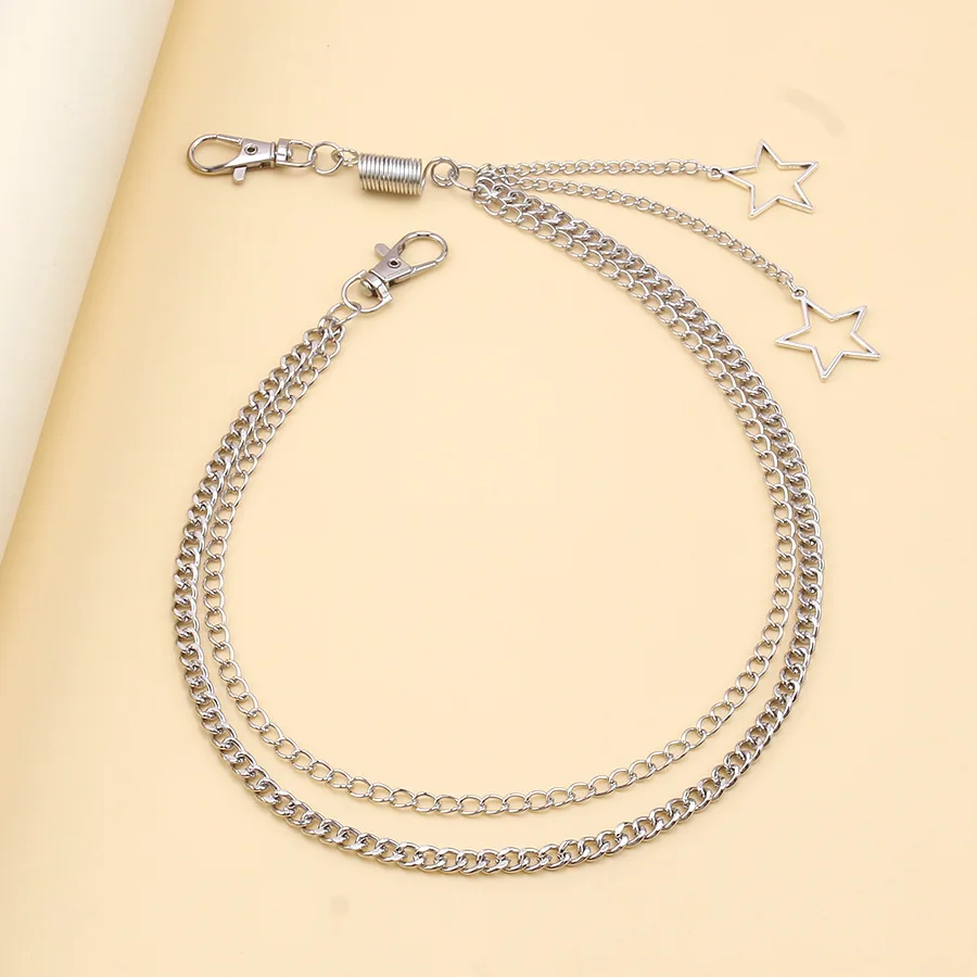 Punk Steet Keychains Chain Women Men Moon Star Rivets Skull Accessories Choice Rock Goth Pants Waist Belt Chain On Jeans Jewerly