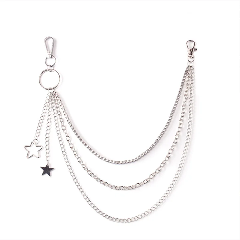 Punk Steet Keychains Chain Women Men Moon Star Rivets Skull Accessories Choice Rock Goth Pants Waist Belt Chain On Jeans Jewerly